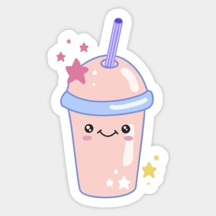 Cocktail. Kawaii character. Milk shake. smoothie Sticker